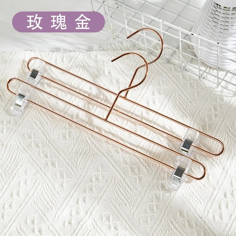 5pcs/Lot Golden Metal Heavy Duty Pants Skirt Slack Hangers Children Adults Trousers Hanger with Clips Rack Hook Wardrobe Storage