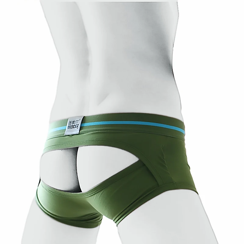 

Mens Cotton Low Waist Breathable Hollow Out Color Sexy Pouch Underwear Back Opening Funny Boxer Cuecas Masculinas Gay Panties