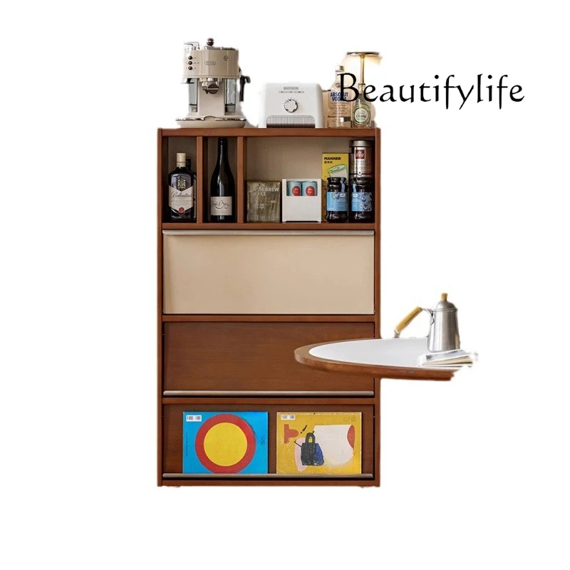 

Side cabinet, locker, retro color matching, integrated storage, dining side cabinet, bookcase shelf against the wall