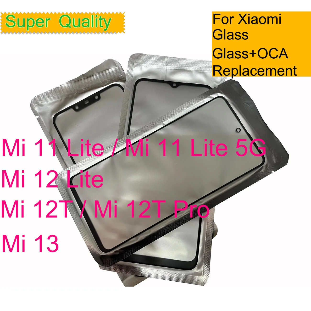 10Pcs/Lot For Xiaomi Mi 13 12 11 Lite Touch Screen Panel Front Outer Glass Lens For Xiaomi 12T Pro LCD Glass Front With OCA