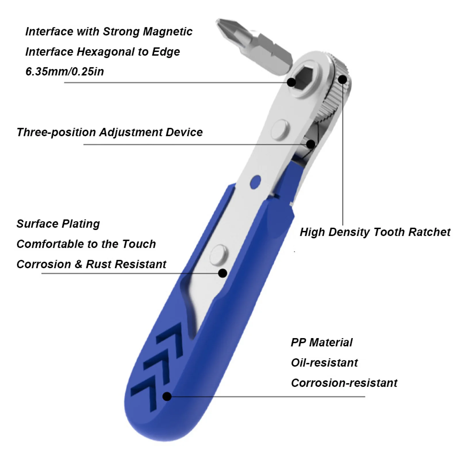 14 In 1 Blue Mini Ratchet Screwdriver Set L-Shaped Wrench Elbow Replaceable Head Wrench Multifunction Bidirectional Regulate