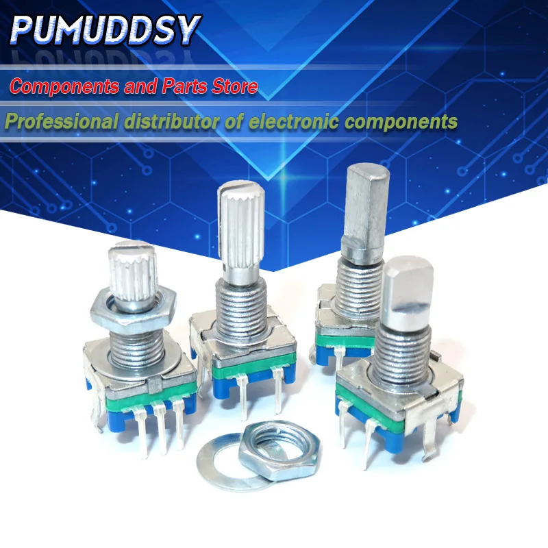 5PCS Half / Plum axis rotary encoder, handle length 15mm / 20mm code switch/EC11/ digital potentiometer with switch 5Pin