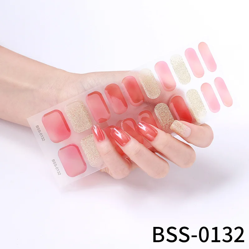 20 Tips Gel Nail Stickers 3d Semi-Uitgeharde Nagel Fototherapie Bakken Volledige Cover Langdurige Nail Art Decoraties Nagel Stickers