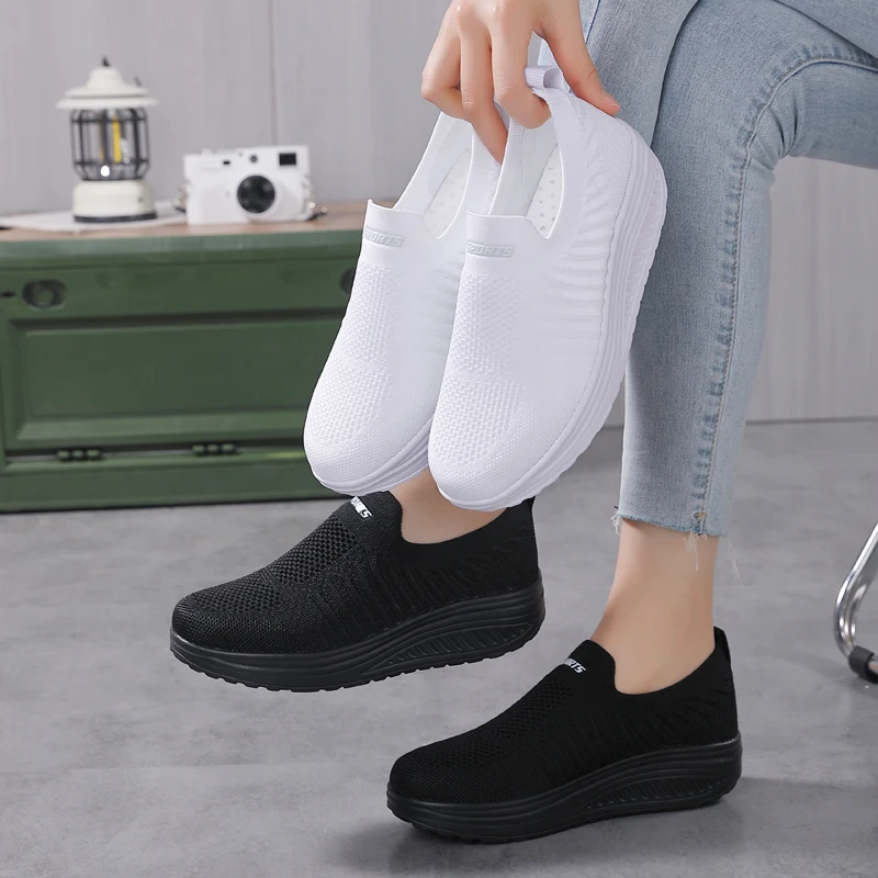 Women Casual Shoes Fashion Breathable Walking Mesh Flat Shoes Sneakers Women 2024 High quality HigherShoes White Female Footwear