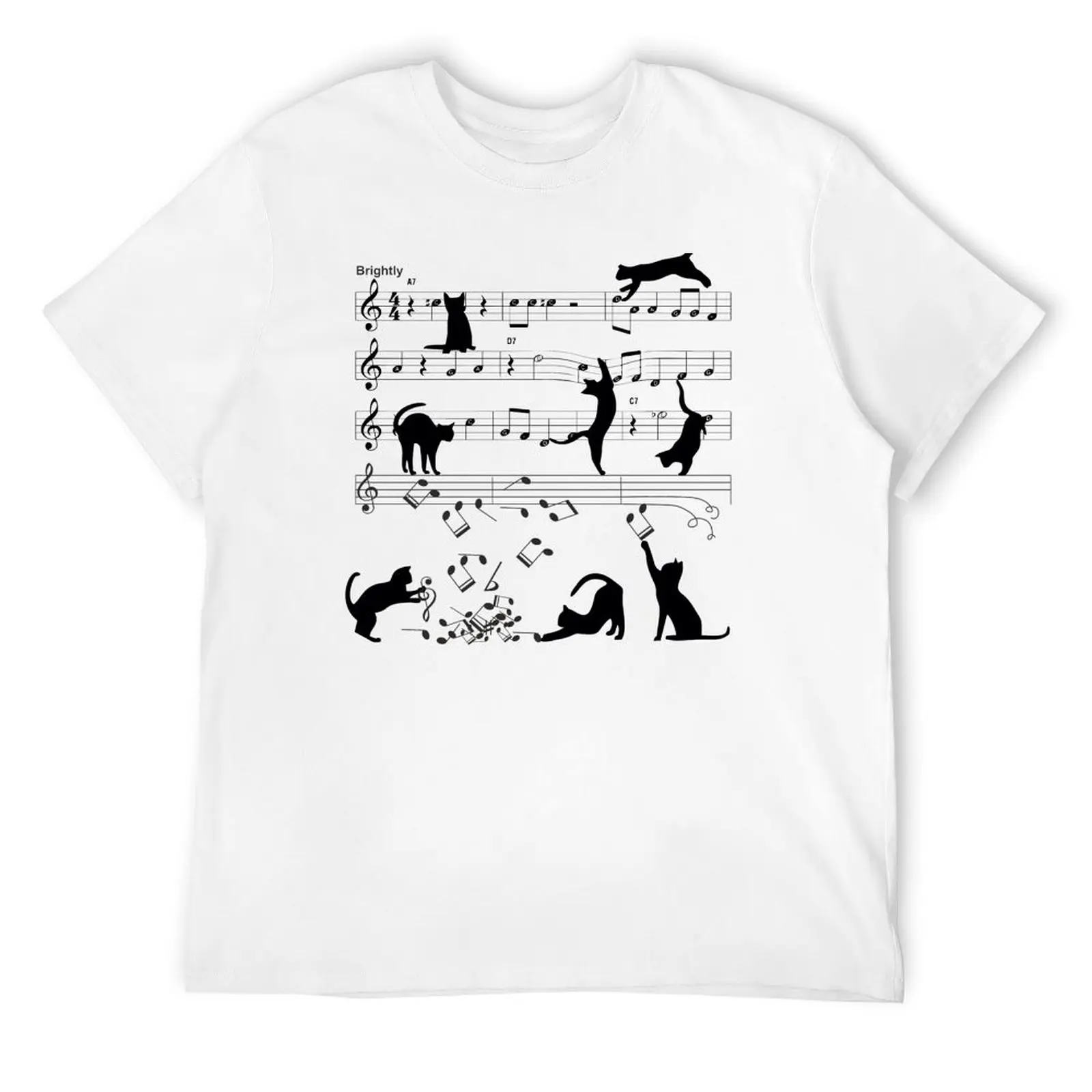 

Cat Playing Clef Notes Piano Music Funny Musical Cats Cute Gift T-Shirt blue archive graphic shirts men t shirts high quality
