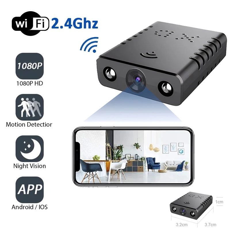 

Мини-камера 1080P HD XD с Wi-Fi 2.4G, беспроводная камера для умного дома, внутренняя IP-камера для безопасности и защиты от краж, с функцией записи видео и голоса, управление через приложение, USB-камера с поддержкой реального времени.