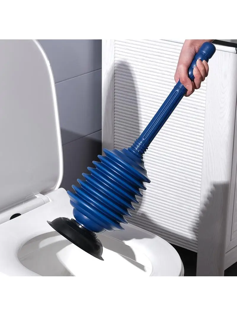 Desatascador de inodoros y desagües de baño, herramienta de limpieza de sifones de urinarios, bomba de fondo azul y negra, eq...