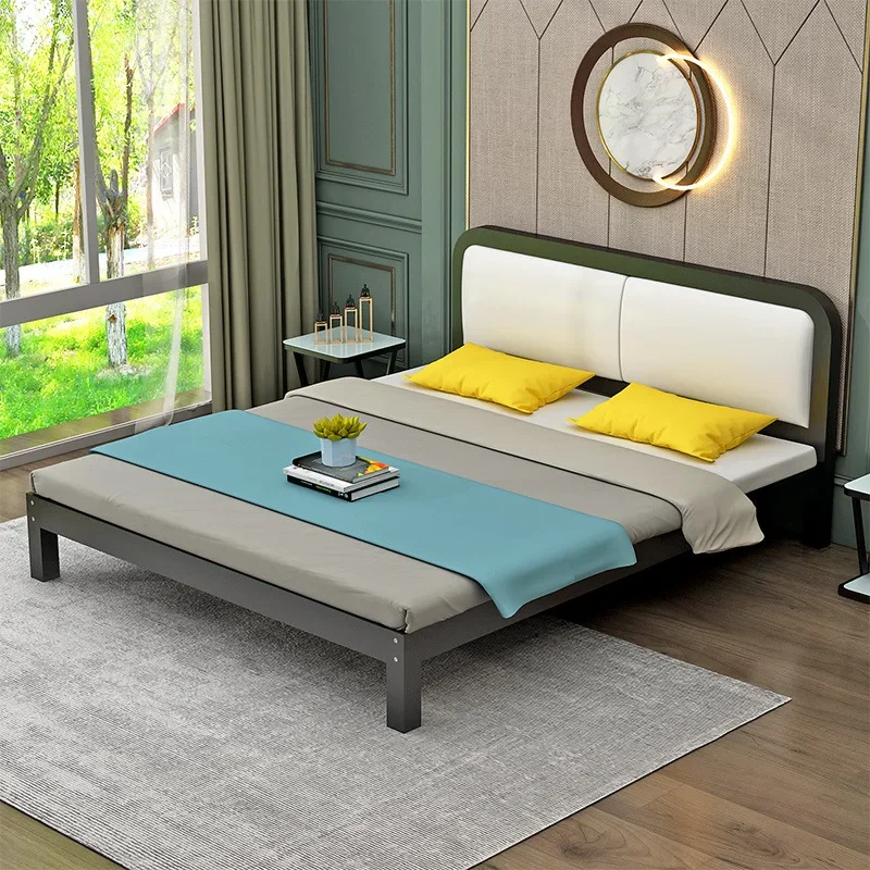 Утолщенная бытовая кованая кровать длиной 1,5 метра, 1,8 двухместная, современная, простая, для аренды дома, железная кровать для небольшой квартиры, 1 метр, одинарная