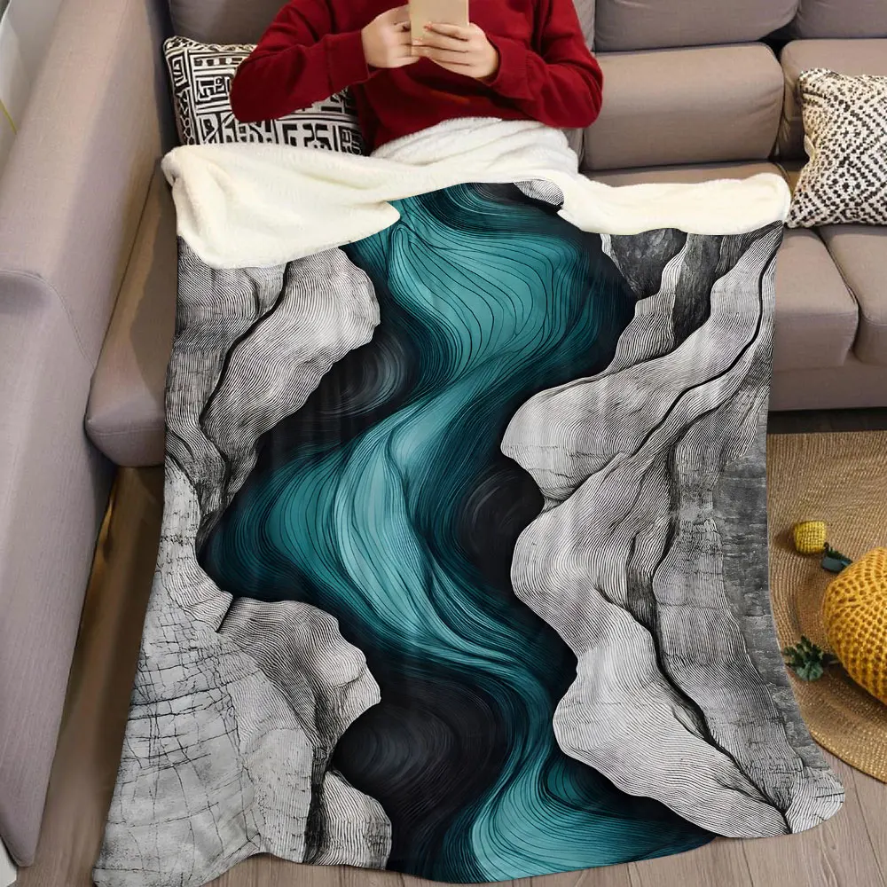 Teal Flow Flannel Blanket Warm Soft Halloween Christmas Decorative Couch Warm Cozy All-Season Gift