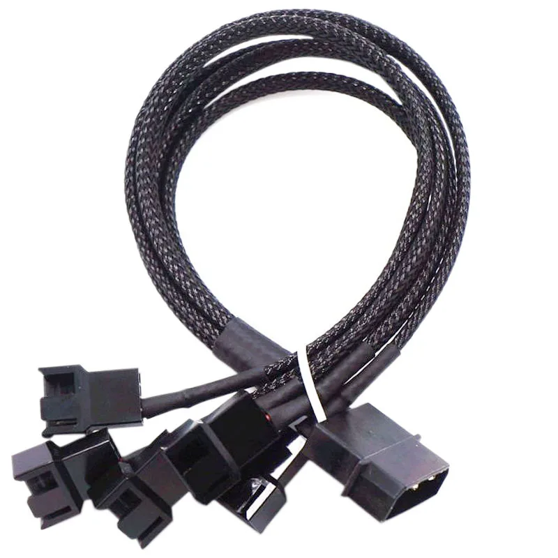 SATA To 3 Pin 4 Pin Fan Sleeved Power Splitter Cable Adapter,15Pin SATA To 5 TX3 / TX4 (PWM) 12V PC Case Cooler Y Cord