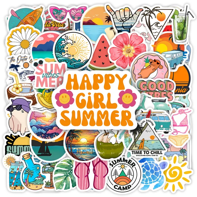 Letnie naklejki tematyczne Surfing na plaży zabawki dla dzieci prezent naklejka na telefon Laptop butelka samochód Scrapbooking dekoracyjne Graffiti wodoodporne