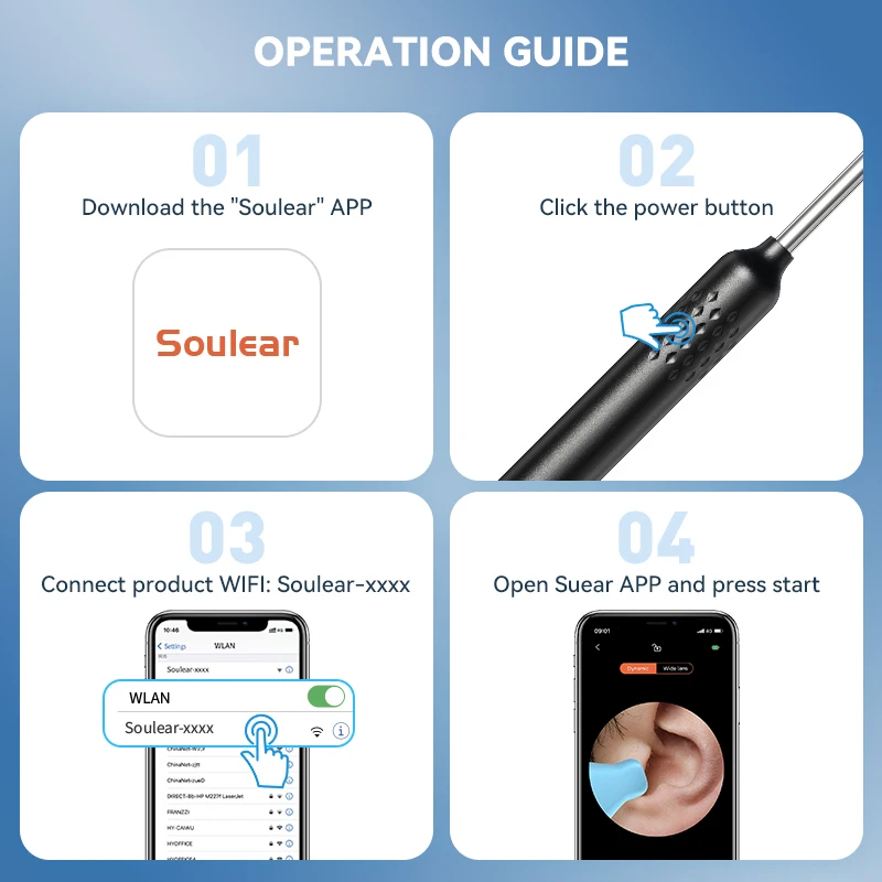 Visual Ear Cleaner with Camera Ear Wax Removal Otoscope USB Charge 8MP Endoscope Tool Earpick MIni Camera Health Care Set Tool