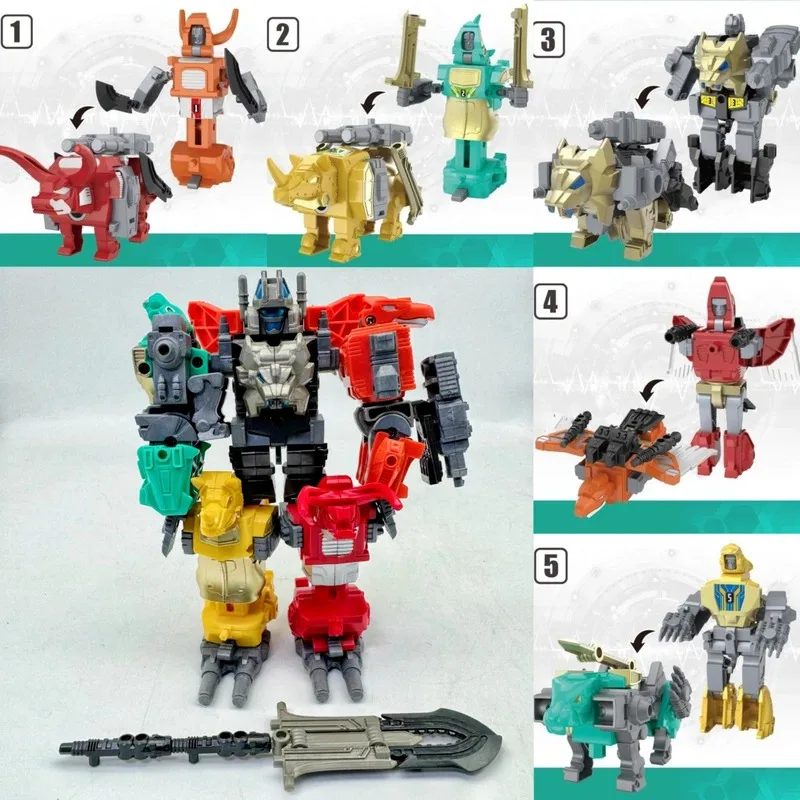 Robot de bestia mecánica transformación 16CM 5 en 1 Predacons Predaking figura de acción Robot juguetes regalo para niños en Stock