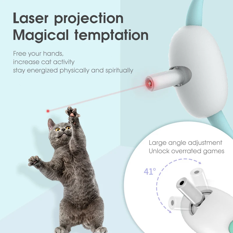 Automatic Cat Toy Smart Laser Teasing Cat Collar Electric USB Charging Kitten Amusing Toys Interactive Training Pet Items 2023