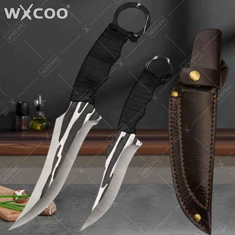 WXCOO Küchenmesser Ausbeinmesser Edelstahl Handgeschmiedetes Metzgermesser Kochzubehör BBQ-Messer Obstschälmesser