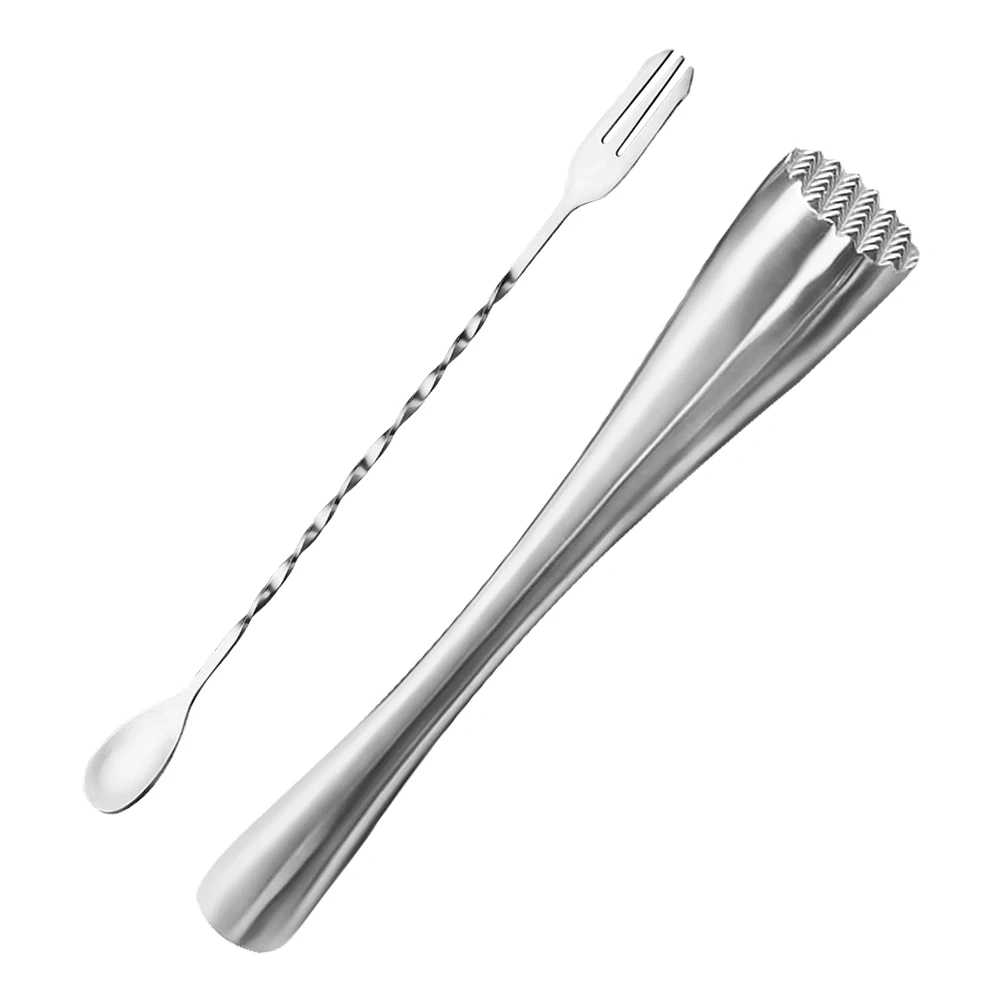 

Stainless Steel Ice Muddler Lemon Pressing Rod Cocktail Stirring Spoon Hand Operated Crusher Bartending Tool Suitable For Ice