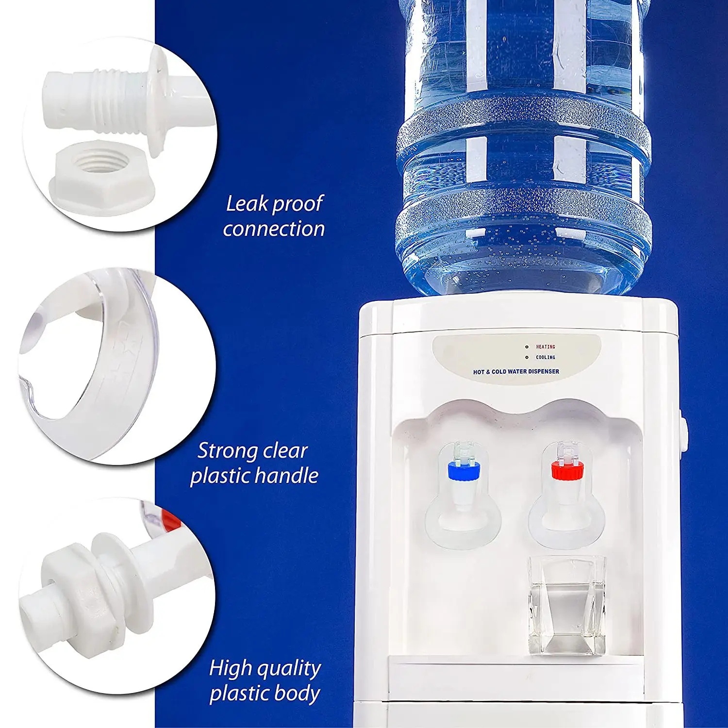 Water Dispenser Replacement Push Faucet - Cold and Hot Water Spigot Blue and Red Pack