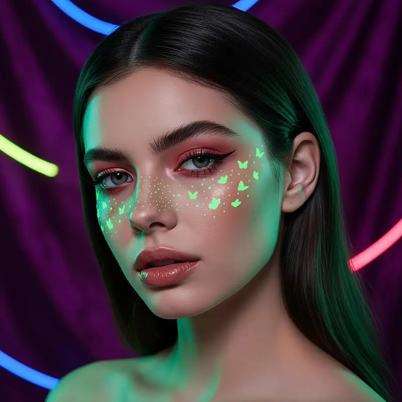 Glow In The Dark Halloween Temporary Face Tattoos Realistic Scary Patterns Non-Toxic Safe for Kids Adults Cosplay Party Makeup