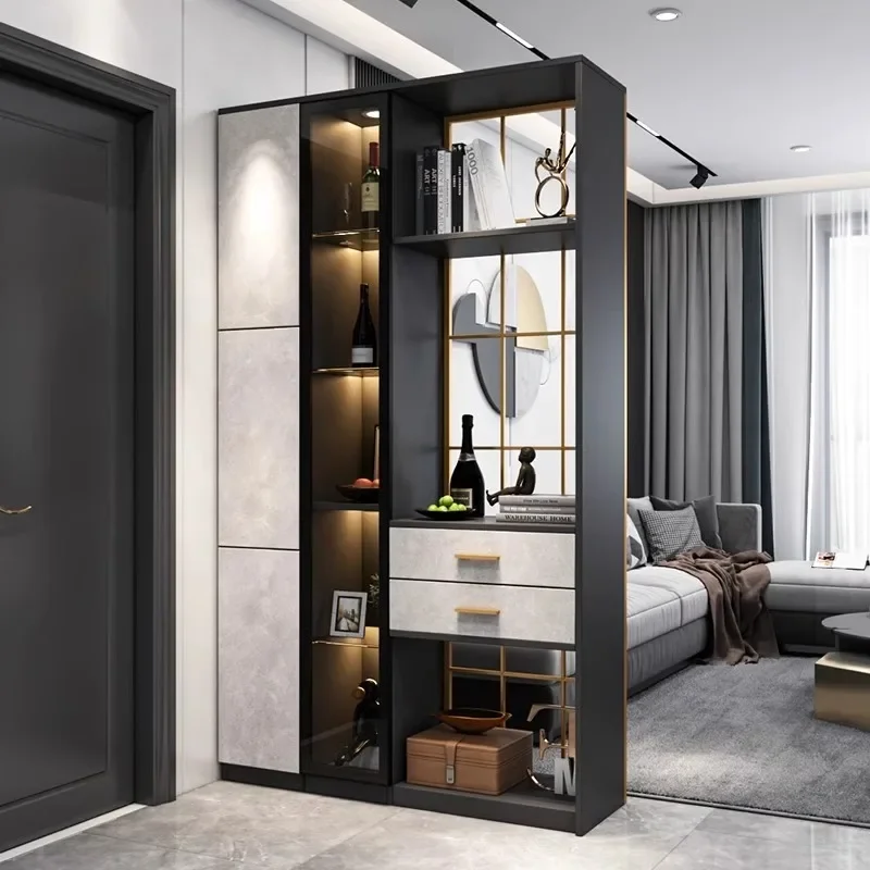 Light luxury wrought iron home entrance cabinet wine cabinet integrated modern simple screen small apartment partition cabinet f