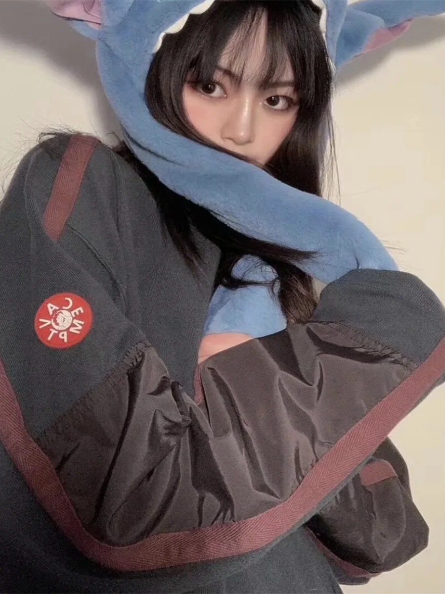 

CAVEMPE Тонкая футболка с длинным рукавом и круглым вырезом для мужчин и женщин, парная, осенне-зимняя, хлопковая, повседневная, свободного кроя, удобная