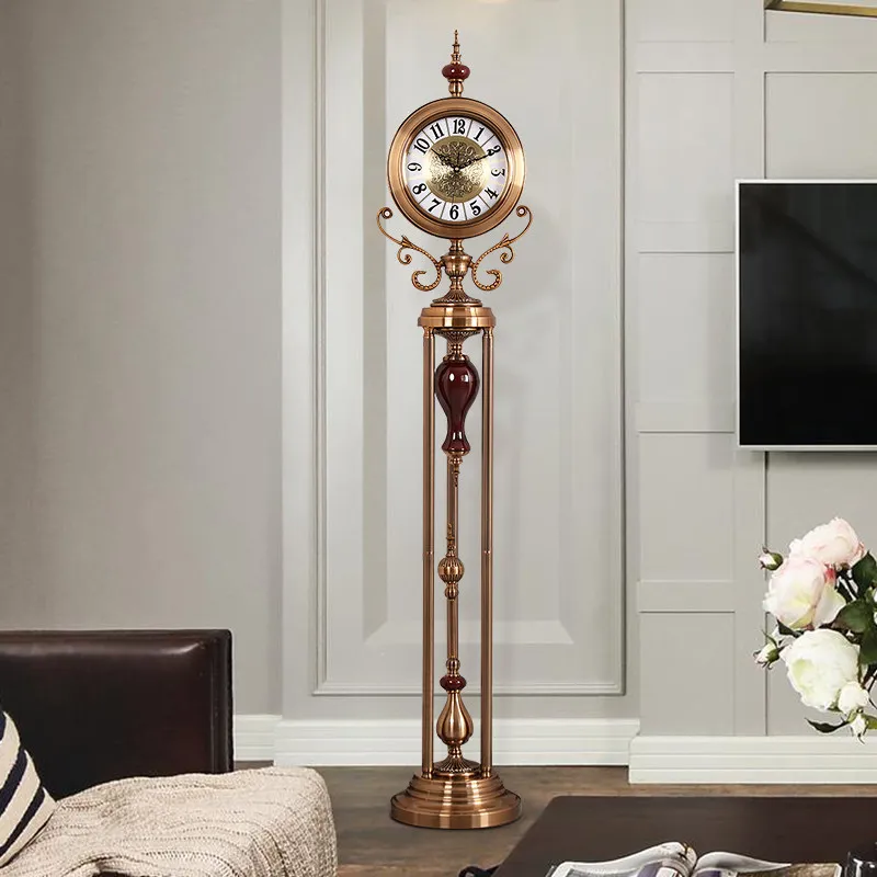 American floor clock, upright living room clock ornament, European villa luxury clock decoration, standing style large pendulum