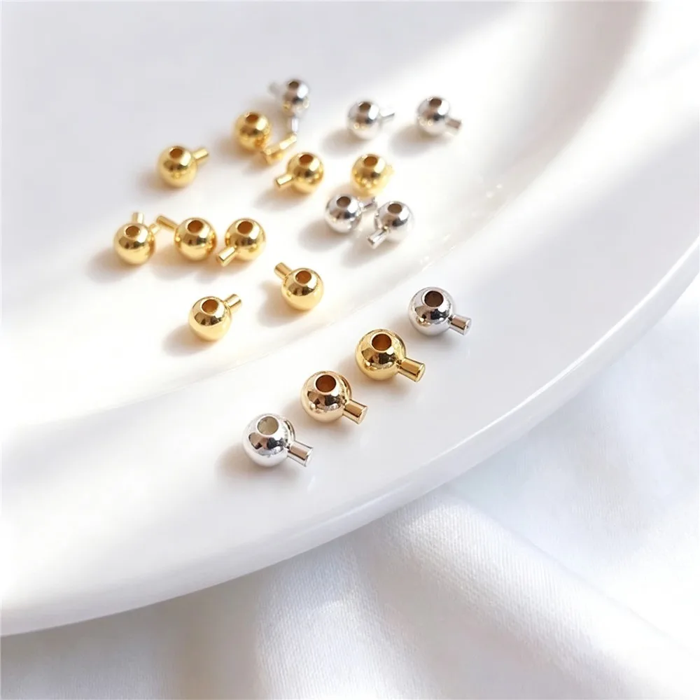 14K & 18K Gold Plated Round Silicone Stopper Beads Positioning Spacers DIY Bracelet Necklace End Clasp Jewelry Findings
