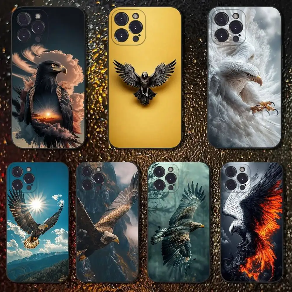 

Eagle Phone Case For iPhone 16,15,14,13,12,11 Plus,Pro Max,XS,X,XR,SE,Mini,8,7,Soft Silicone Black Cover