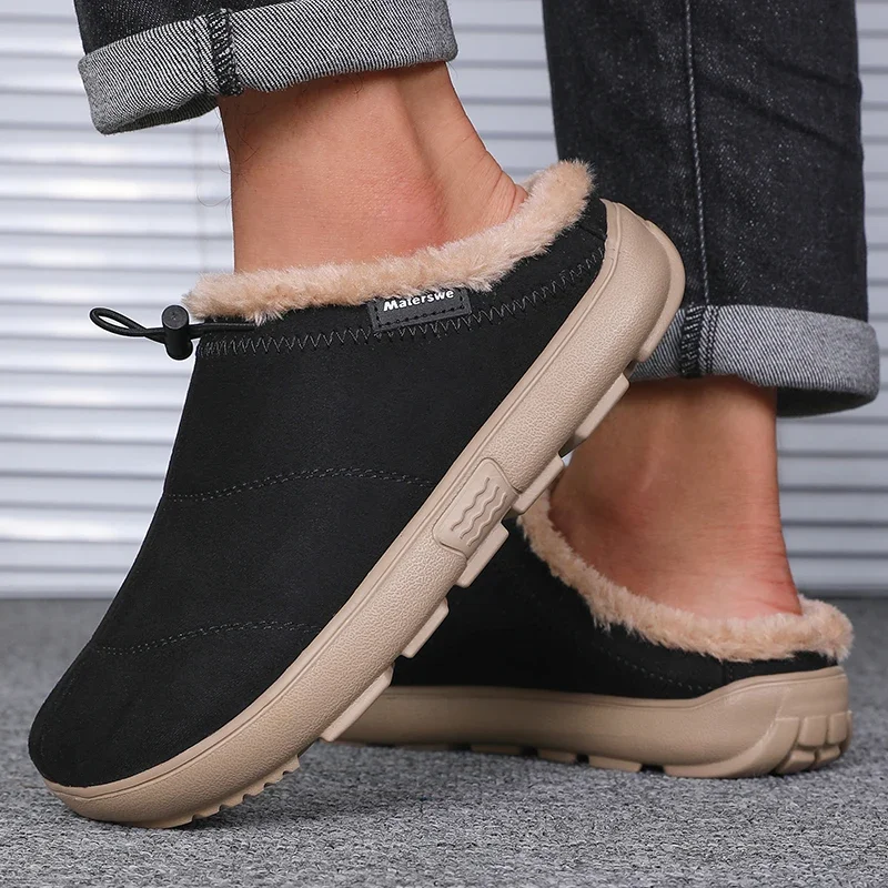 Herren-Baumwoll-Hausschuhe, Winter-Fleece-Futter, warme Birkenshoes, lässige Indoor- und Outdoor-Schuhe, rutschfeste Baumwollschuhe mit abgedeckter Ferse für den Heimgebrauch – Detail 10