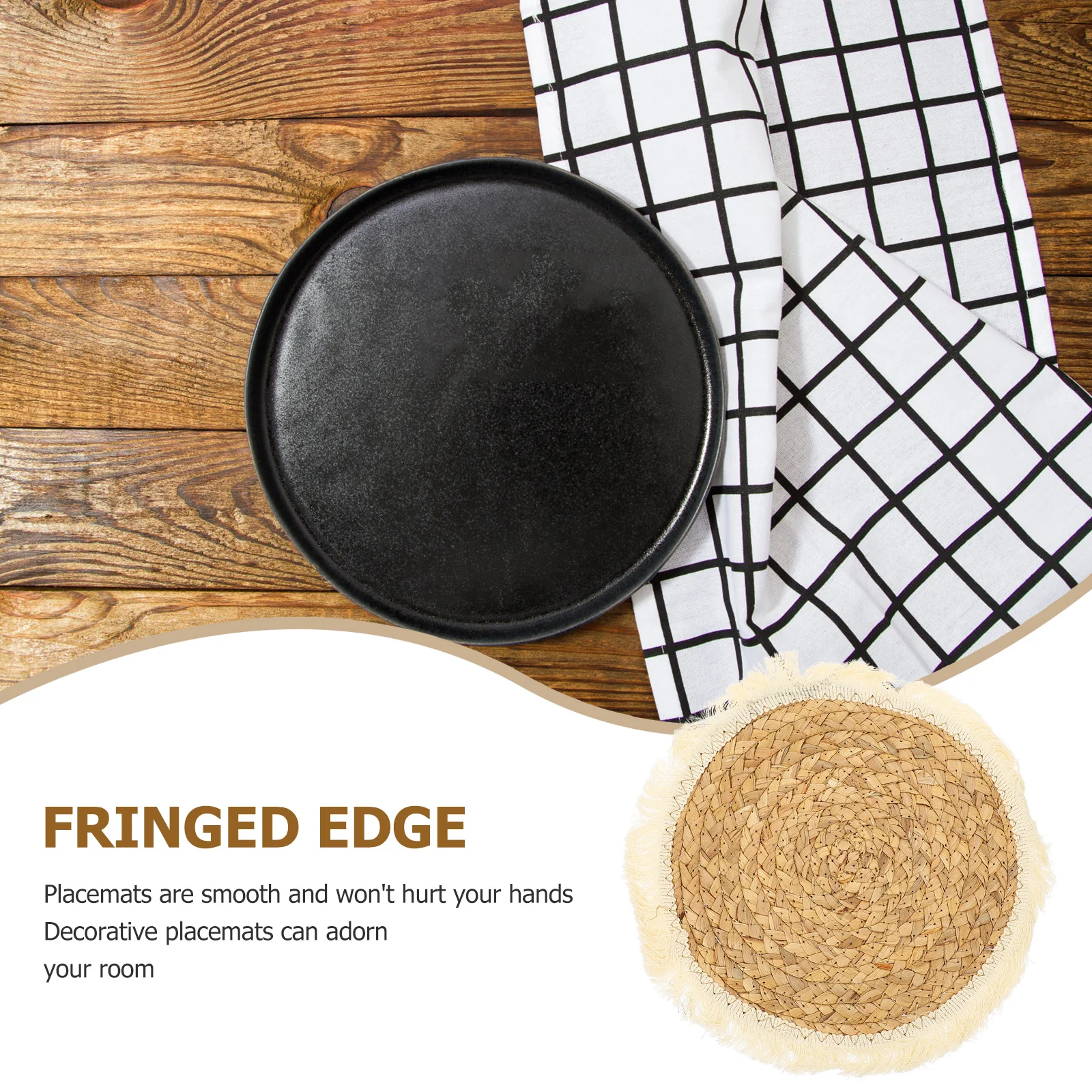 

Woven Coaster Braided Round Placemat Heat Resistant Insulated Cup Pad Tableware Mat for Cafe Home Restaurant