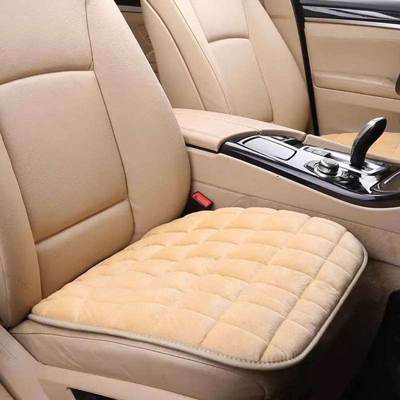 Car Seat Cushion Cover Plush Warm Velvet Winter Warmth Square Cushion Car Pad Seat Cover Without Backrest Thermal Cotton Cushion