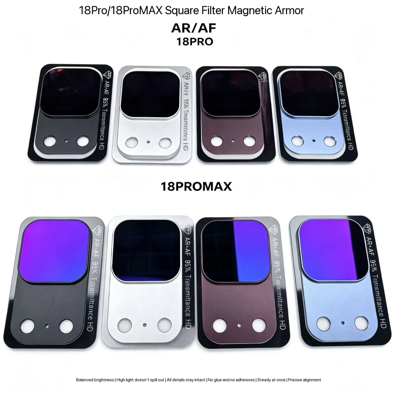 ND Filter Protective Film for iPhone 17 18 Pro Max AR+AF Workmanship Full Coverage Ultra-Thin Camera Lens Protector Metal Frame
