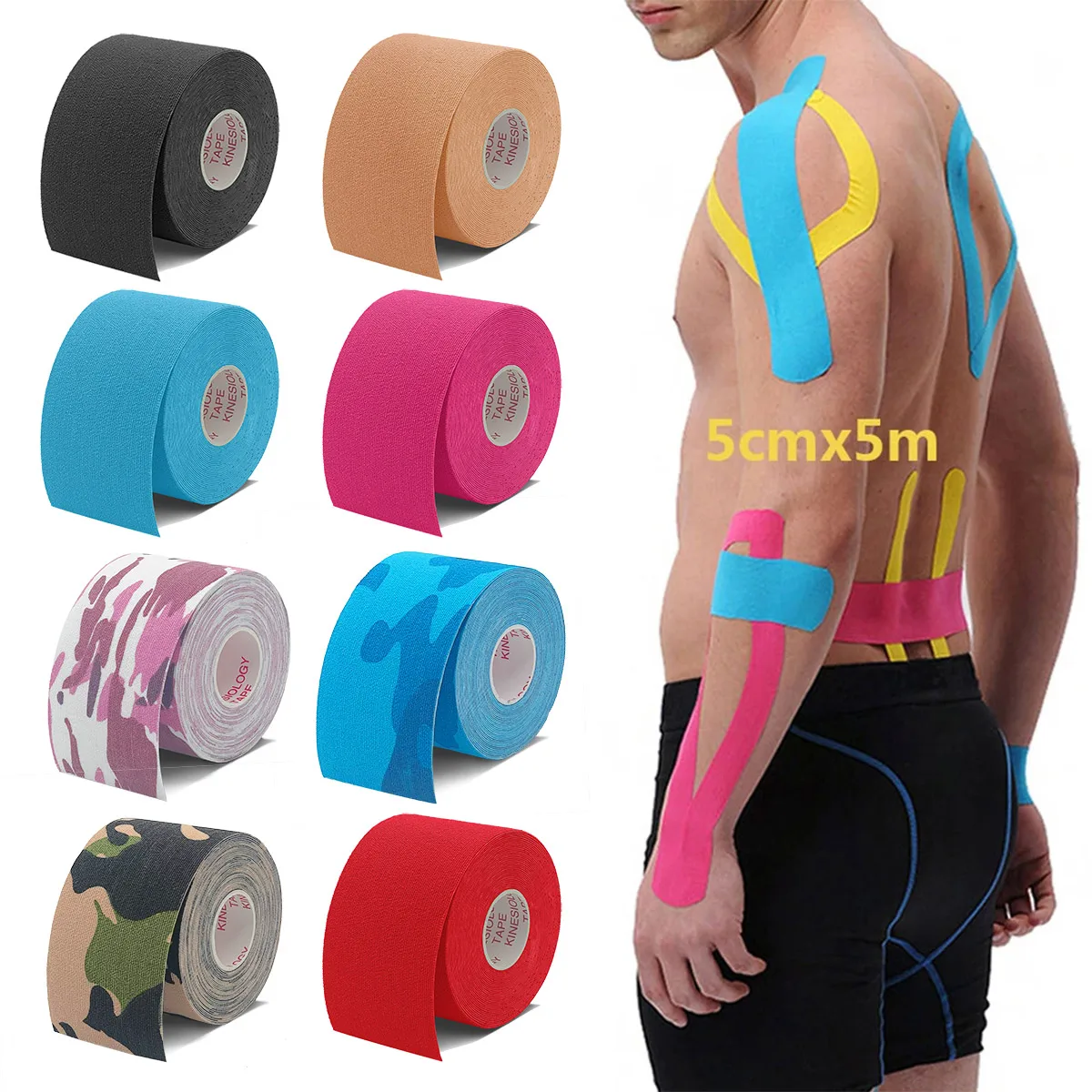 Tapes Kinesio Elastic Bandage Knee Pads Tapes Kinesiology Support Pads Locking Sports Self-Adhesive Venda Kinesiotape Bandage