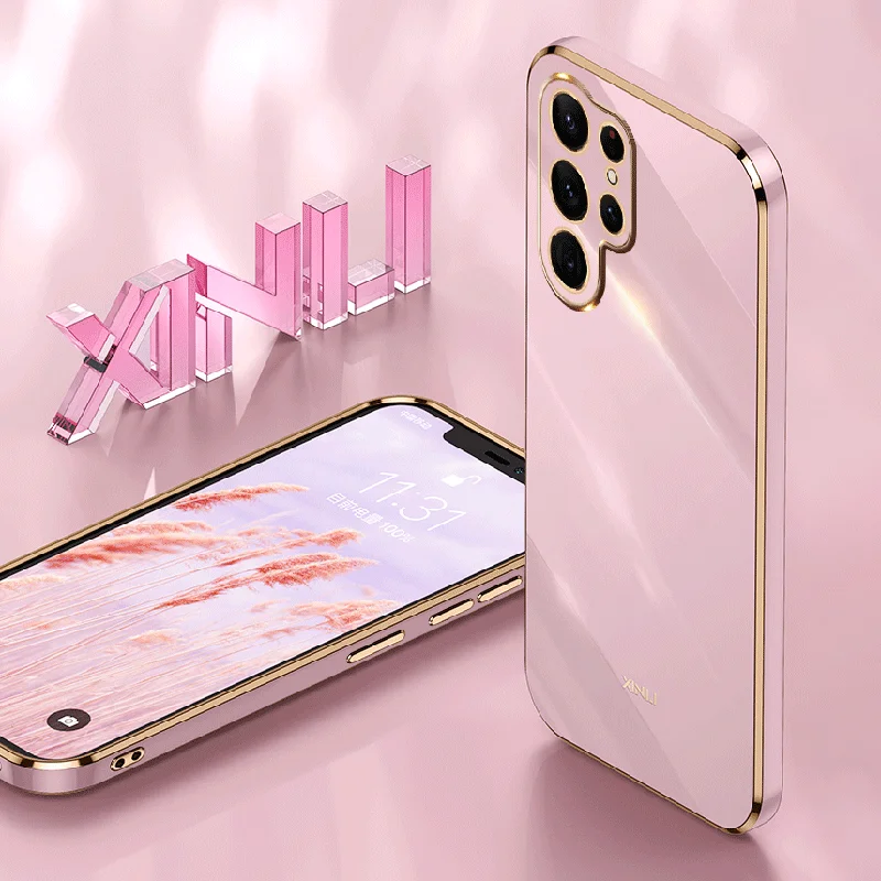 Lens Protection Phone Case for Samsung Galaxy S22 Ultra Plus S22Ultra S22Plus S22+ 5G Soft Plating Silicone Ultrathin Back Cover