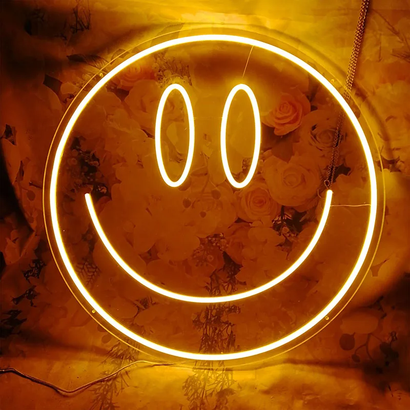 Led Smile Face Neon Sign สำหรับ Decor Flex USB Powered Custom Neon Light Sign สำหรับห้องนอนงานแต่งงานเด็กของขวัญตกแต่งบ้าน