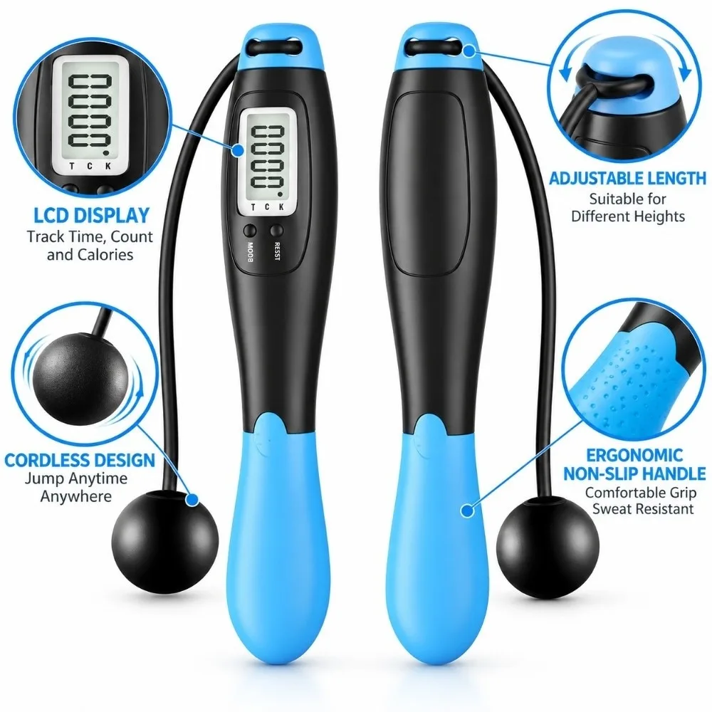 Counter Display Smart Jump Rope Detachable Rope Ergonomic Handle Cordless Skipping Rope Weighted Balls