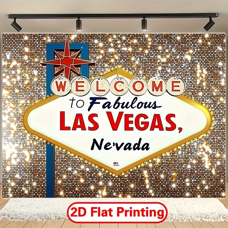 2D-Flugzeug, 2D-Flugzeug „Welcome to Mythical Las Vegas – Nevada“ Fotohintergrund – Partys für drinnen und draußen