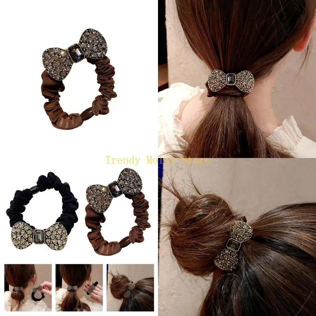 

N5KB Элегантный женский ободок для волос со сверкающими стразами и бантом идеально подходит для различных случаев