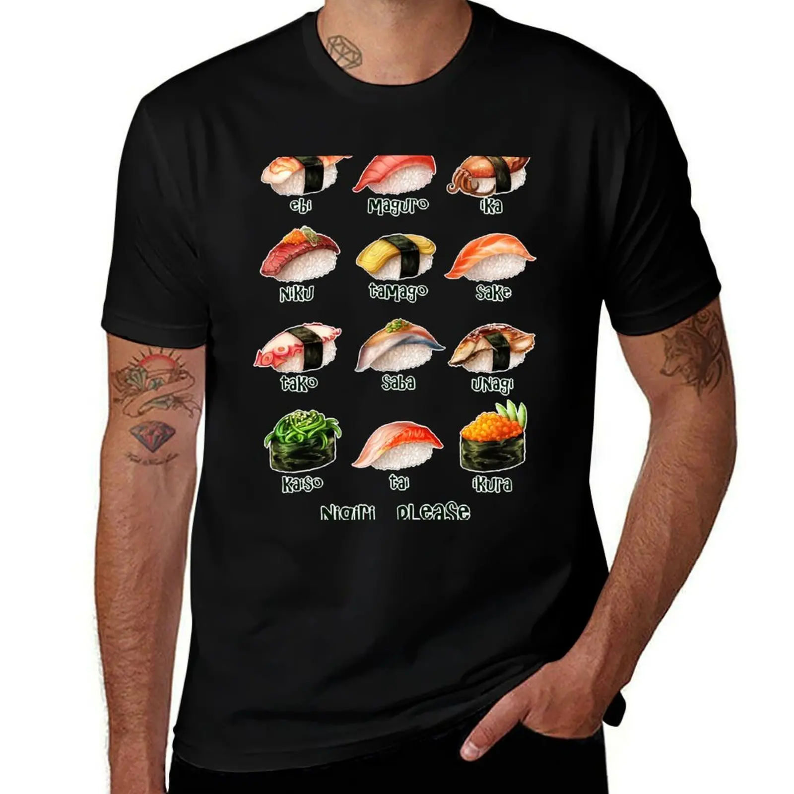 Nigiri, por favor - ¡El menú de sushi que puedes llevar puesto! Camisetas para hombre, corte ajustado.
