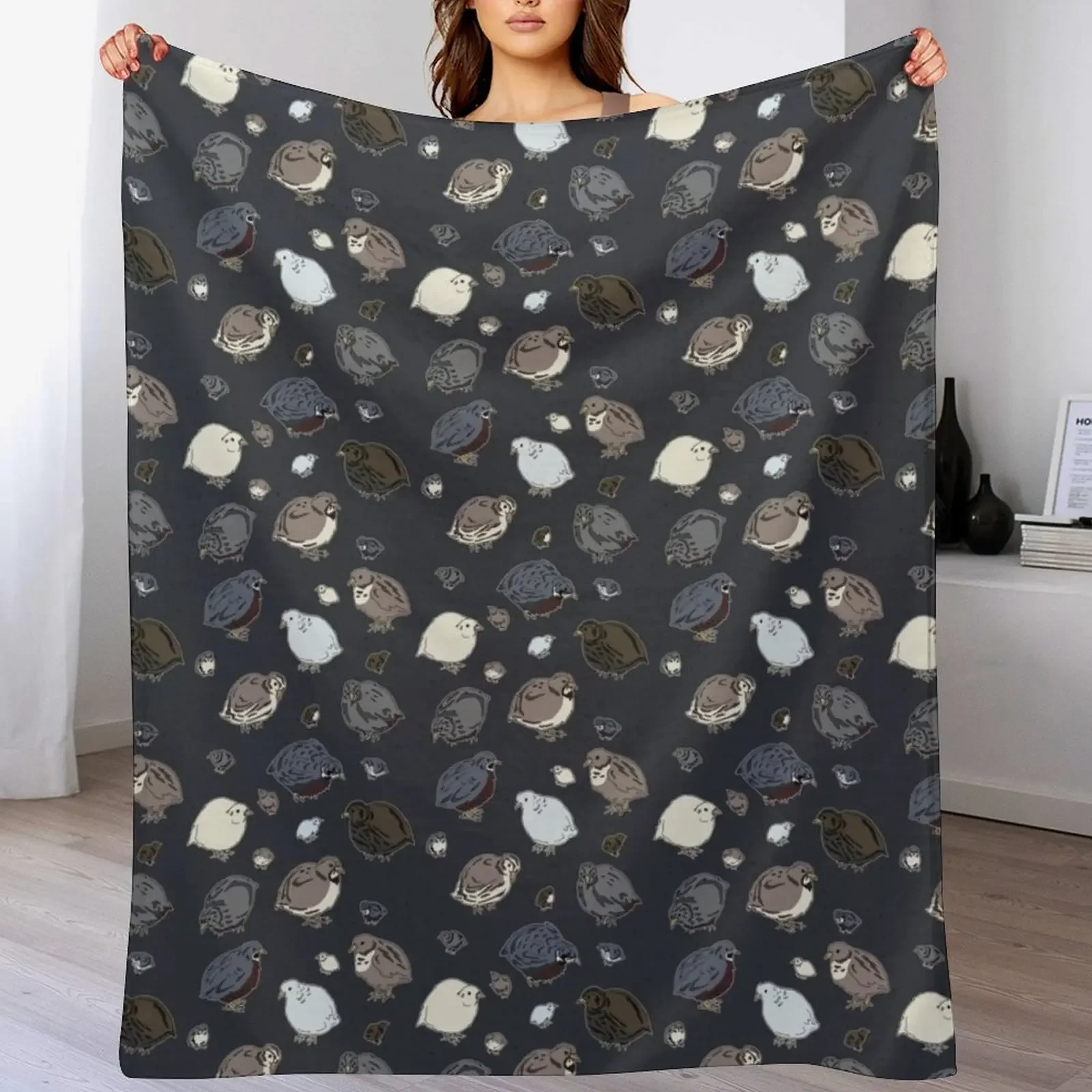 

Button Quail Pattern Throw Blanket Soft sofa bed Blankets