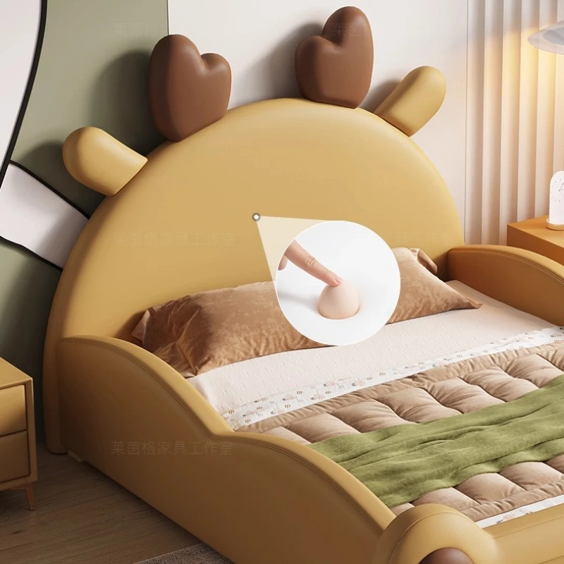 퀸 풀 사이즈 어린이 침대 프레임 슬라이드가 있는 소년용 침실 킹 사이즈 싱글 침대 고급 헤드보드 모던 가구