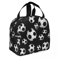 Borse per il pranzo isolate con motivo a calcio palloni da calcio ad alta capacità sport borsa termica riutilizzabile Tote Lunch Box borsa per alimenti all'aperto