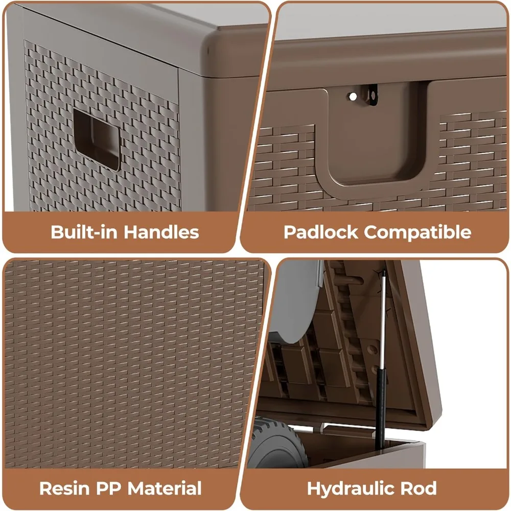 Gallon Outdoor Storage Box Waterproof, Lockable Resin Deck Box, Patio Deck Storage Box For Package Delivery, Square Deck Box .