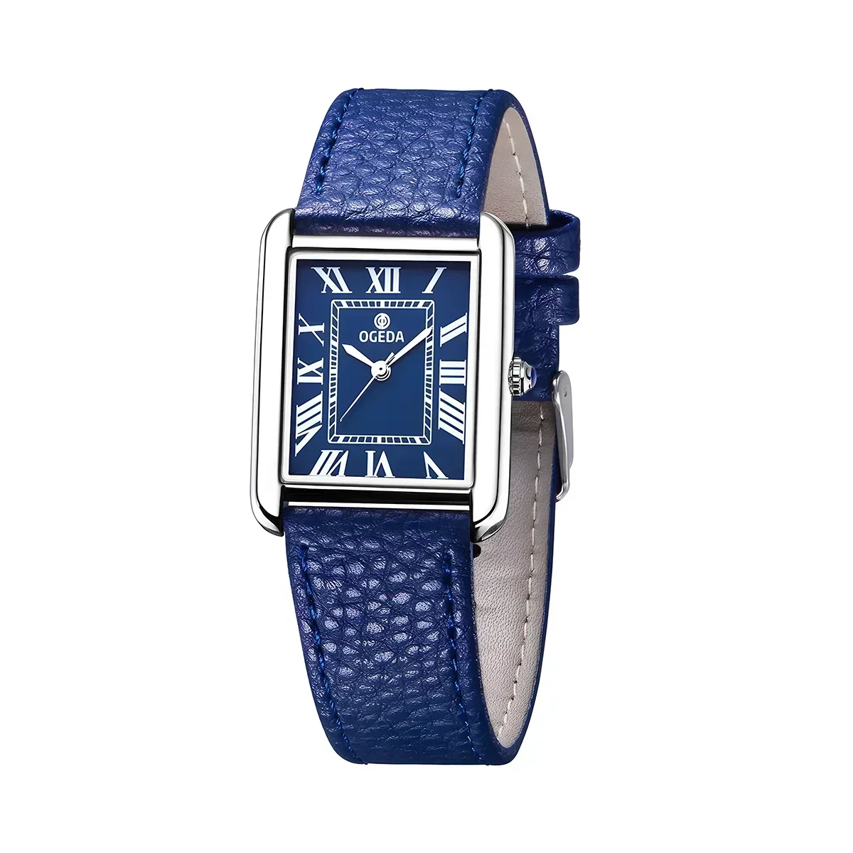 OGEDA 2025 New Rectangular Men's Quartz Watch Leather Strap Sports Waterproof 3Bar Mineral Glass Alloy Case Reloj Hombre Wa