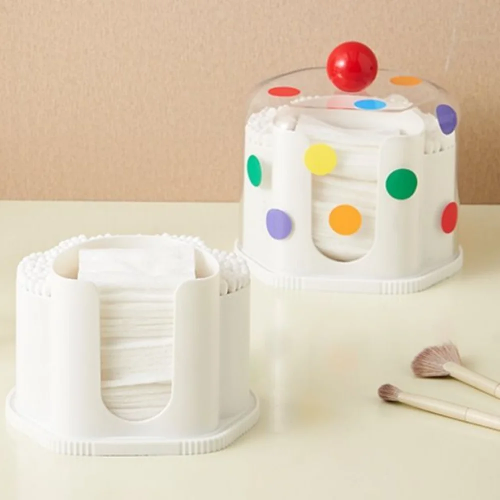 

Large Capacity Cotton Ball Holder Transparent Dustproof Cosmetic Storage Case with Stickers Space Saving Home Storage Shelf
