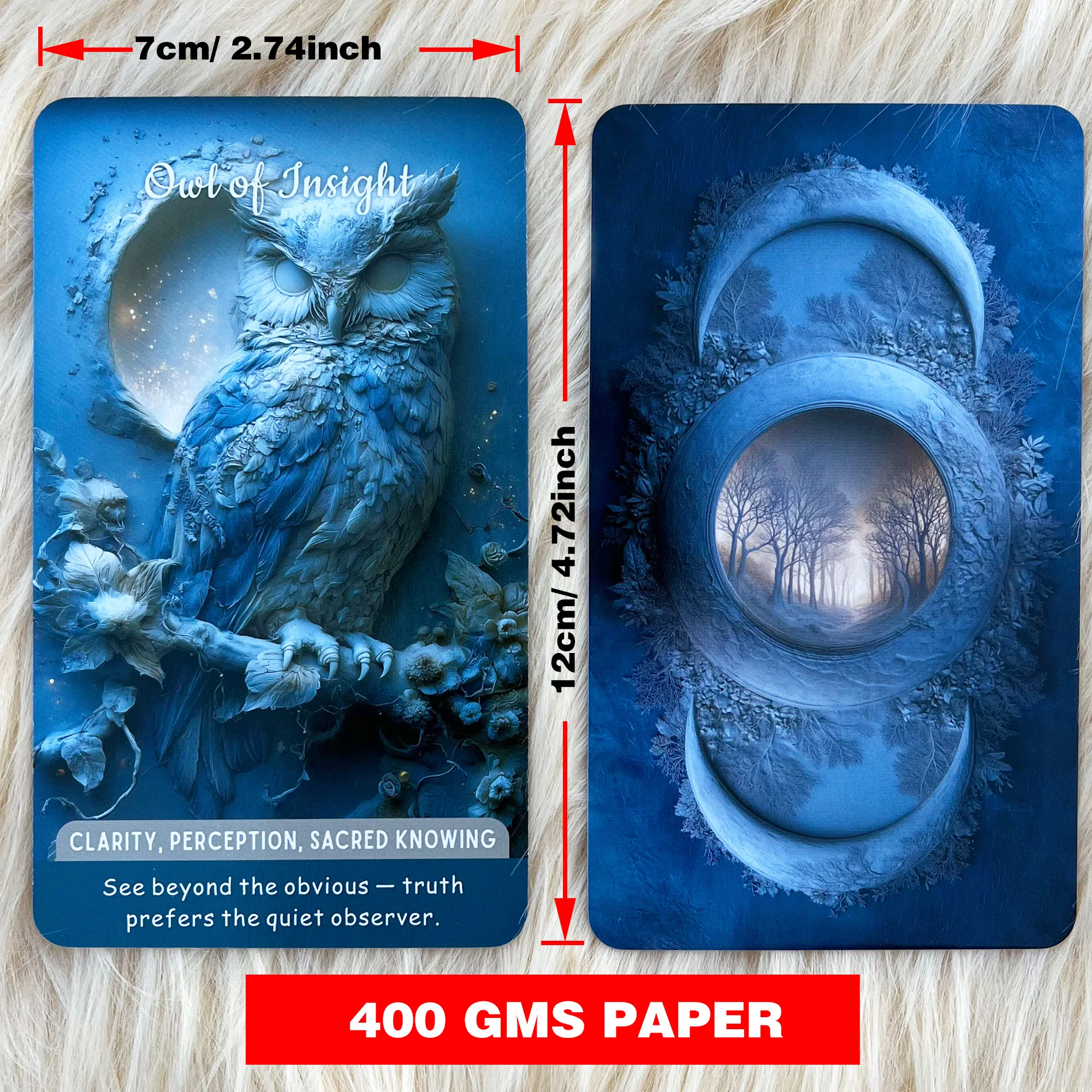 Moonlit Forest, 54 Original Oracle Cards, Blue Relief Design, Daily Reflection, Self Exploration, Card Games, Tarot, 12*7cm, 14+