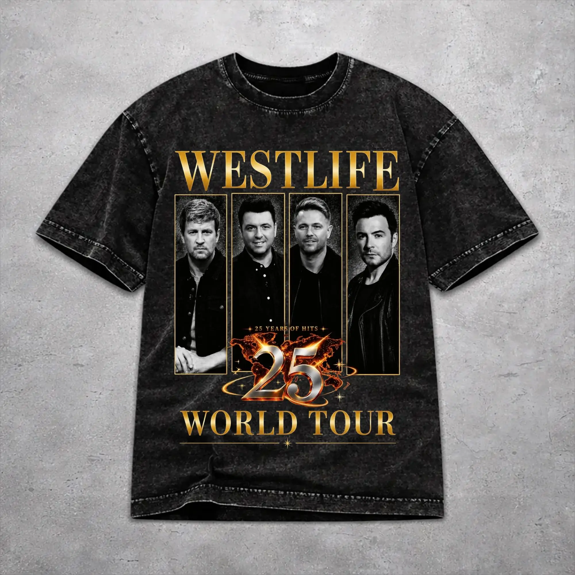 Stylish Men Women Westlife 25th Anniversary Tour 2026 Tee Shirt Oversize Washed  T Shirts Tops