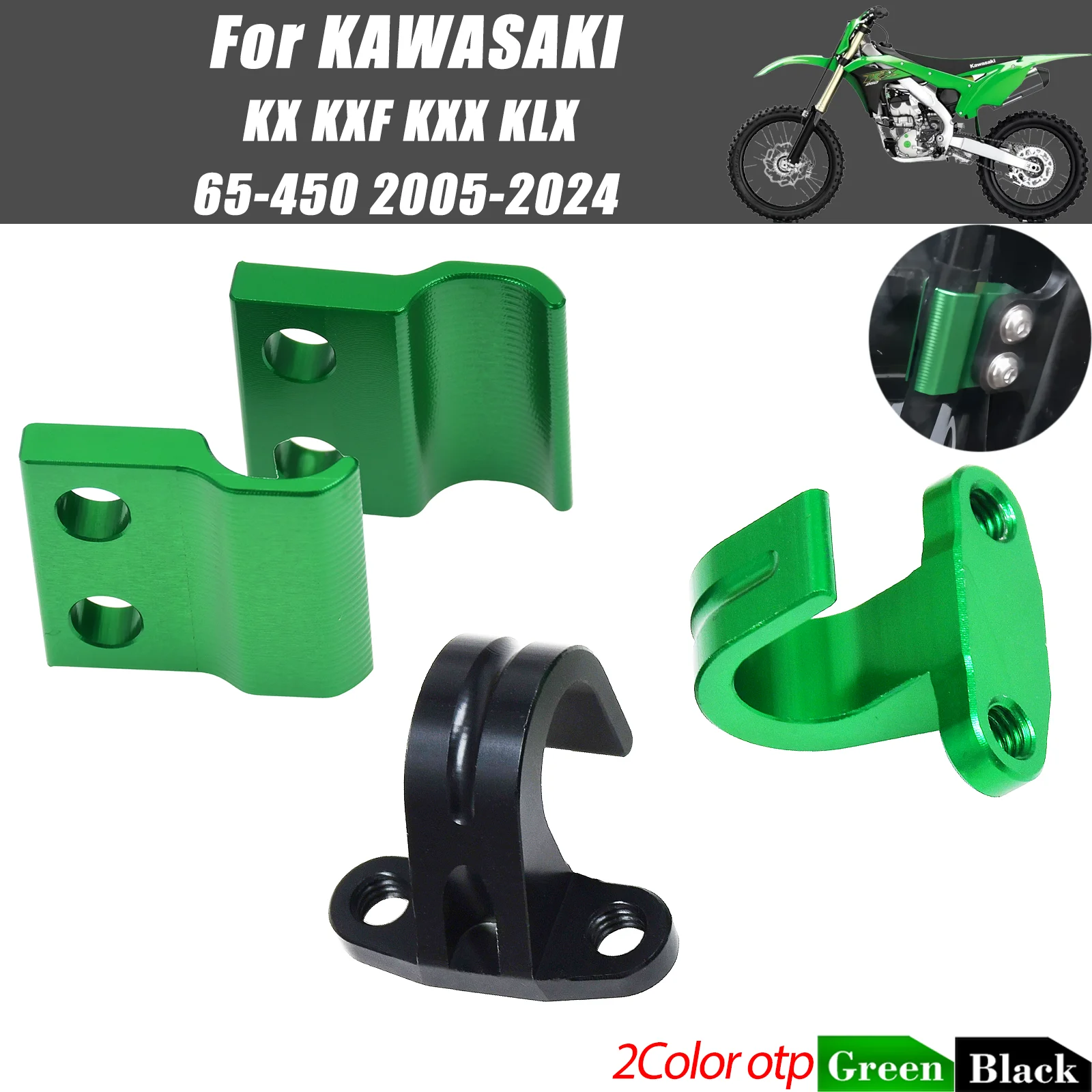 Dirt Bike CNC Brake Cable Guide Sleeve Hose Holder Clamp For Kawasaki KX65-250 KXF KXX 450 Suzuki RMZ250 Series Mod Accessories