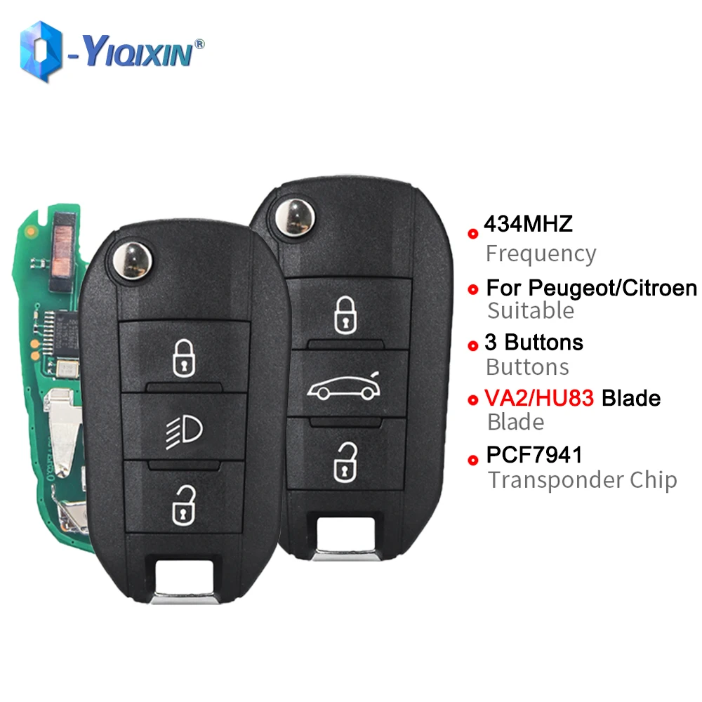 

YIQIXIN Car Remote Control Flip Key For Peugeot 208 2008 301 308 3008 408 508 For Citroen C3 C-Elysee C4 Cactus Aircross PCF7941