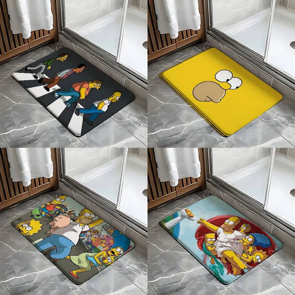 Tapis de salle de bain antidérapant, motif dessin animé S-simpsons, tapis de porte, tapis de décoration pour la maison, tapis de porte d'entrée, résistant aux rayures