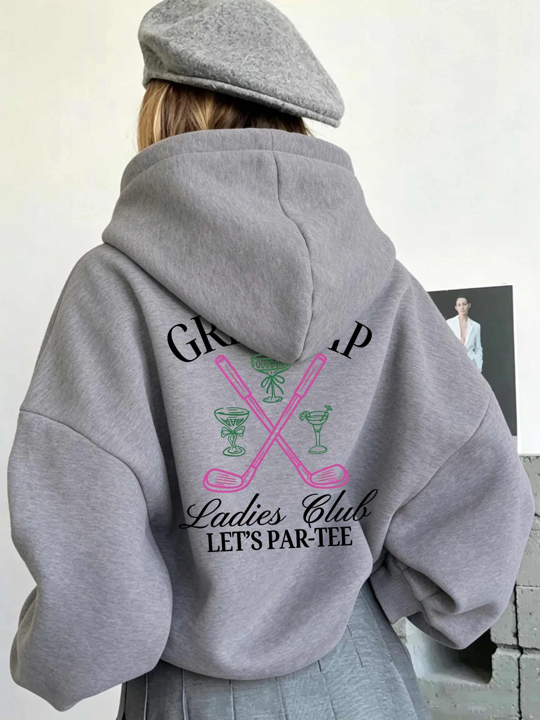 Drinking Makes People Feel Relaxed Print Women Pullovers Street Fleece Hoodie Crewneck Autumn Sportswear Fashion Y2K Clothing